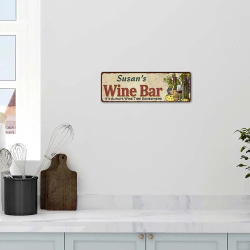 Vista 4 de Letrero personalizado para bar de vinos, letreros rústicos para decoración de bodega, hogar, cocina, decoración de pared, placa de estaño