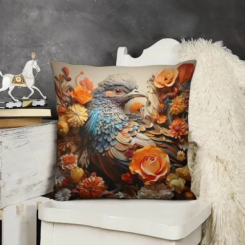 Vista 11 de Fundas cuadradas decorativas de Acción de Gracias, diseño de pájaros, flores, decoración del hogar, 12 x 12 pulgadas, otoño, Acción de Gracias