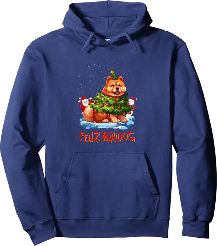 Vista 6 de Chow Chow Merry Christmas Tree Lights Dog X-Mas Dogs Pullover Hoodie