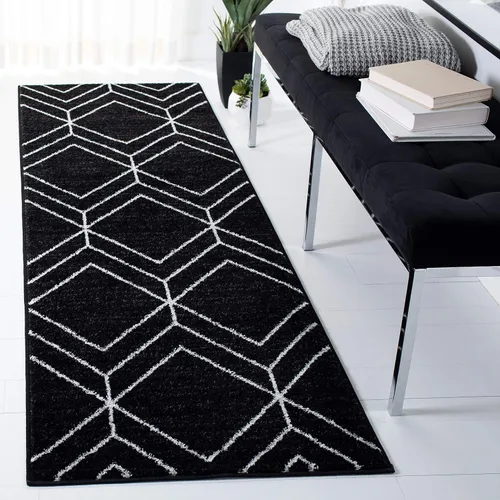 Vista 2 de SAFAVIEH Adirondack Collection - Alfombra decorativa, 2 x 3 pies, color negro y marfil, diseño geométrico moderno, no desprende pelusa y de fácil