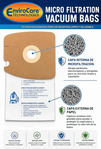 Vista 2 de Envirocare Bolsas de repuesto para aspiradora de microfiltración hechas para adaptarse a Eureka Style MM 60297A Style-10. Sustituye a la parte #