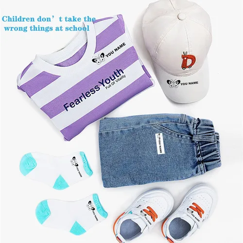 Vista 4 de Sello con nombre para ropa, para niños, sello de nombre para ropa, patrón de dibujos animados, sello de nombre personalizado, 6 patrones