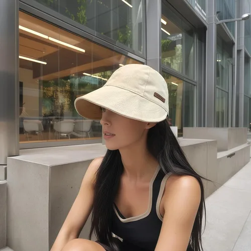 Vista 4 de Light Beige Adjustable Sun Hat for Women, Wide Brim for Hiking and Fishing