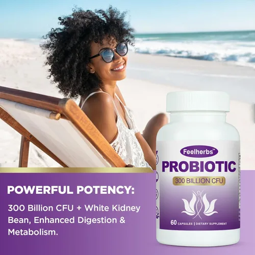 Vista 5 de Cápsulas de probióticos para mujeres, equilibrio de pH y intestino, 300 mil millones de UFC, 60 cápsulas vegetales con múltiples cepas y extracto