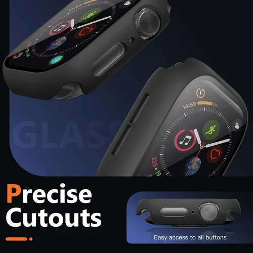 Vista 3 de Charlam - Funda de policarbonato duro compatible con Apple Watch de 38 mm, series 1, 2, 3, protector de pantalla integrado, ultradelgada, cobertura