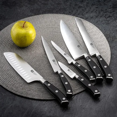 Vista 2 de Richardson Sheffield FN178 Vulcano Cuchillo de chef profesional, 6.5 pies, acero inoxidable, aprobado por NSF, plata, negro