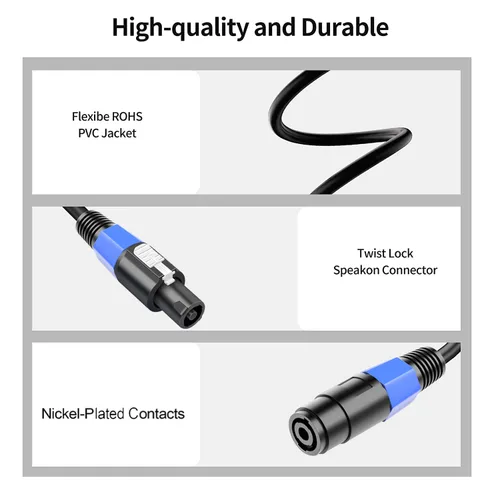 Vista 5 de LanSenSu Cable divisor Speakon, 1 macho a 2 hembras XLR Y Splitter Speakon Cable Splitter Speakon 1 macho a 2 hembras (paquete de 1)