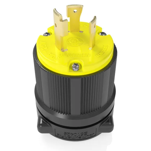 Vista 7 de Journeyman-Pro 2611 30 amperios, 125 voltios, NEMA L5-30P, 2P, 3W, conector de enchufe macho de bloqueo, grado industrial negro, clasificación
