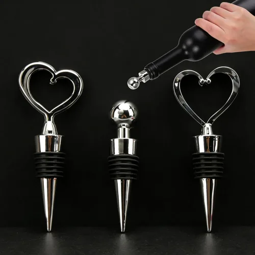 Vista 5 de BetterJonny - Paquete de 2 tapones para botellas de vino de acero inoxidable con forma de corazón, abridor de botellas y abrebotellas con caja