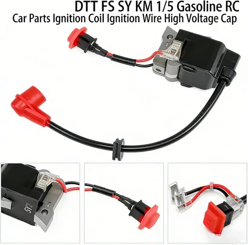 Vista 4 de Bobina de encendido mejorada con tapa roja para motores Zenoah Chongyang 23CC-36CC - Compatible con HPI Baja 5B 5T 5SC y FG REDCAT RC Cars