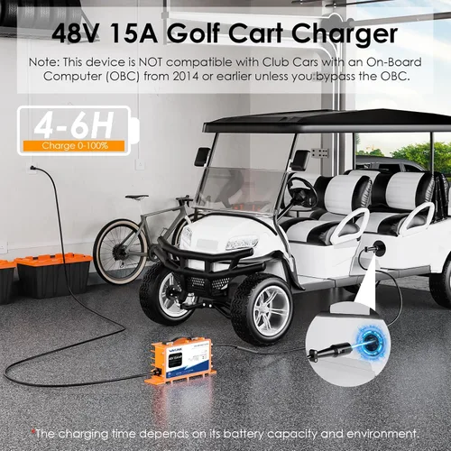 Vista 2 de WAVLINK Cargador de batería para carrito de golf de 48 V 18 AMP, impermeable IP67, compatible con LiFePO4/NMC/plomo-ácido