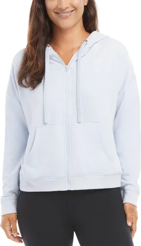 Vista 2 de Danskin Sudadera con capucha con cremallera frontal para mujer con espalda fruncida