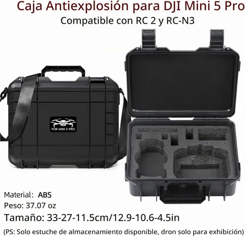 Vista 4 de Mini 5 Pro Estuche de transporte duro, estuche de almacenamiento de viaje portátil para DJI Mini 5 Pro Accesorios para RC 2/RC-N3 controlador