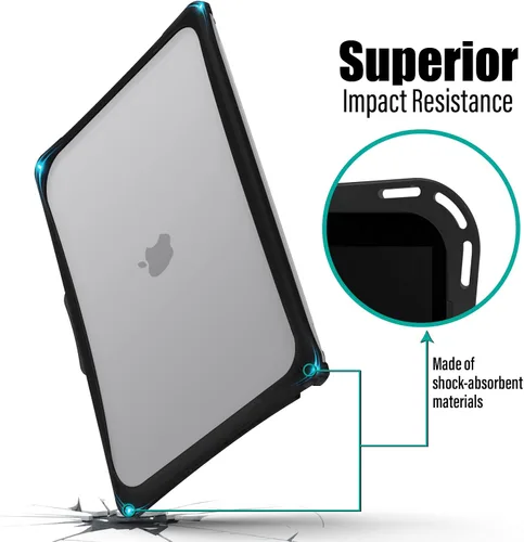 Vista 3 de IBENZER Hexpact AT13-BK - Funda compatible con MacBook Air de 13 pulgadas 2022 2021 2020 M1 A2337 A2179 A1932, funda protectora resistente