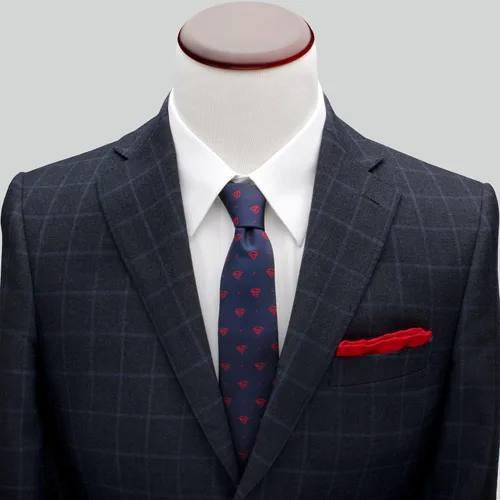 Vista 3 de Corbata Superman Shield Azul Marino y Rojo, marino