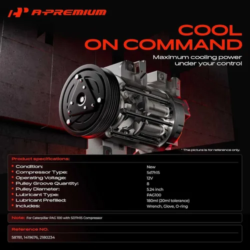 Vista 2 de A-Premium Compresor de CA con embrague compatible con Caterpillar para el estilo SD7H15