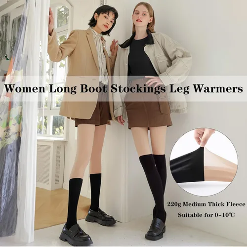 Vista 6 de Mallas con forro polar para mujer, leggings térmicos gruesos de invierno, medias translúcidas falsas, pantalones térmicos de felpa
