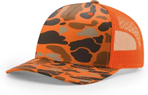 Vista 25 de Richardson 112 - Gorra de camionero de 5 paneles de alta calidad, ajustable, gorra Richardson en blanco estructurada Bark Duck Camo / Marrón