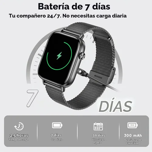 Vista 5 de Reloj inteligente para hombre para Android iPhone 1.83" HD 3 bandas Negro