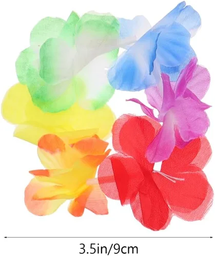 Vista 4 de ABOOFAN 20 pulseras hawaianas de flores Lei: pulsera de flores de hibisco, correa elástica floral para el cabello, decoración de mano, suministro