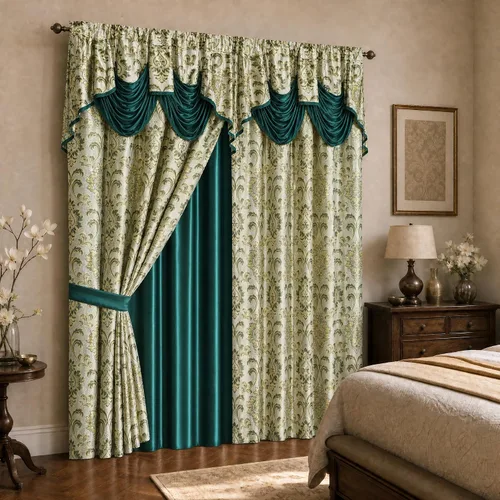 Vista 10 de GOHD Samba Star. Panel de cortina de ventana jacquard con cenefa elegante adjunta y respaldo de tafetán. Juego de 2 piezas. Cada pieza de 54