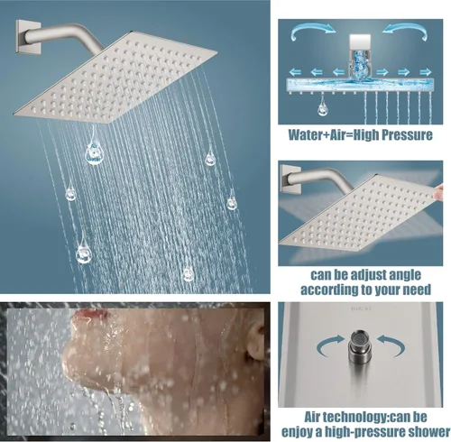 Vista 4 de Aolemi Sistema de ducha tipo lluvia, juego combinado de cabezal de ducha con relleno de bañera, ducha de mano, válvula de lujo incluida para montaje