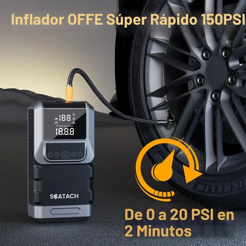 Vista 3 de Arrancador de salto con compresor de aire, inflador de neumáticos 6000A Negro