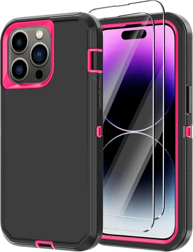 Vista 15 de Funda para iPhone 14 Pro Max con 2 protectores de pantalla, resistente de servicio pesado a prueba de golpes, protección contra caídas, resistente