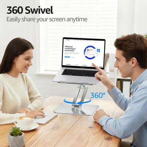 Vista 5 de Soporte giratorio de 360° para computadora portátil para escritorio para dispositivos de 10-17" Adjustable Height, Ergonomic Laptop Riser Standing