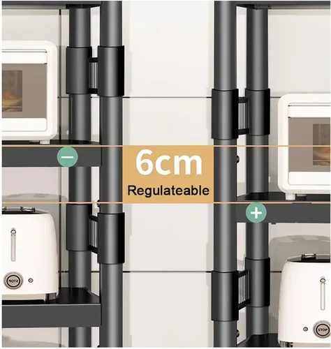 Vista 3 de Estante de cocina para piso, multifunción, para microondas, horno, estante de almacenamiento simple para el hogar, ollas y sartenes de múltiples