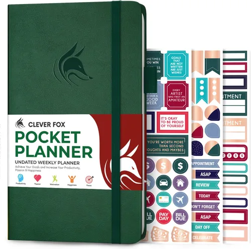 Vista 8 de Clever Fox Agenda de bolsillo semanal – Agenda mensual sin fecha y calendario, mini planificador perfecto para bolso, 3.7 x 6.7 pulgadas