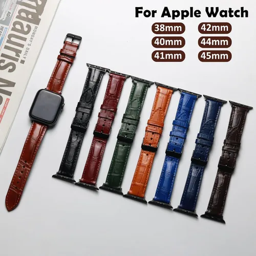 Vista 4 de AIIigator - Correa de reloj hecha a mano de cuero compatible con Apple Watch Ultra de 1.929 in 1.772 in 1.732 in 1.654 in 1.614 in 1.575 in 1.496 in
