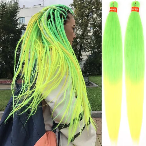 Vista 53 de Cabello trenzado preestirado ombré, extensiones de cabello trenzado sedoso, sin picazón, trenzas de cabello trenzado de ganchillo con textura Yaki