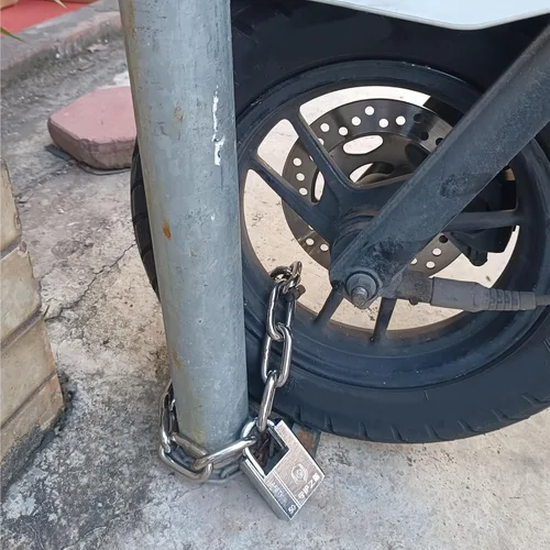 Vista 6 de WANLIAN Cerradura de cadena de seguridad con 0.315 in de grosor de acero endurecido especial de cadena redonda Cerraduras de cadena de ciclismo