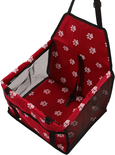 Vista 2 de Drfeify Asiento de coche para perro rojo transpirable, reforzador de reposabrazos, portátil, impermeable, fácil de limpiar