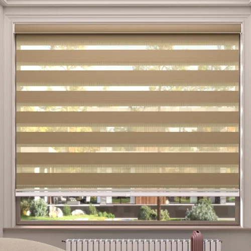 Vista 60 de MYshade Persianas enrollables de cebra opacas (85 %) con cordón para ventanas interiores, persianas de doble capa beige para dormitorio, baño, sala