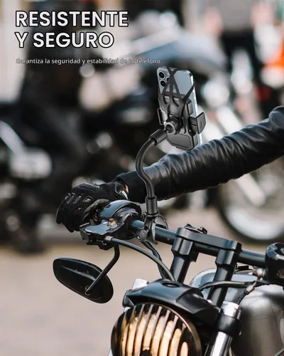 Vista 2 de Soporte de teléfono para bicicleta de cuello de cisne, soporte de teléfono para motocicleta – Clip de teléfono celular para manillar de bicicleta