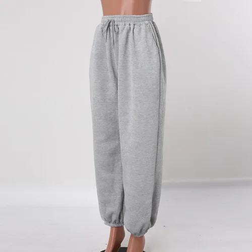 Vista 3 de Pantalones deportivos para mujer 2024 con cordón en la parte inferior de cincha, cintura elástica, pantalones deportivos para gimnasio, pantalones
