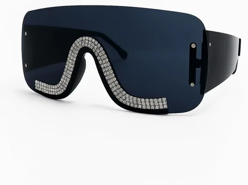 Vista 2 de bullabulling Lentes de sol cuadrados retro para mujeres y hombres, diseño moderno con diamantes de imitación, lentes de sol clásicos de los años 90