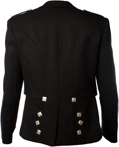 Vista 2 de Gentry Choice Chaqueta y chaleco formal de boda escocesa para hombre, color negro, con chaleco
