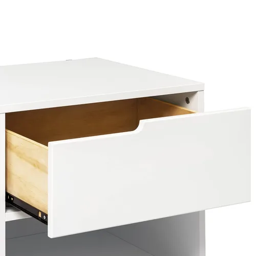Vista 8 de Babyletto Hudson - Mesita de noche con puerto USB en color blanco, 1 cajón y compartimento de almacenamiento
