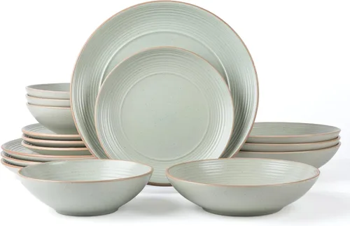 Vista 12 de ARORA SKUGGA Juego de vajilla redonda de cerámica de 16 piezas de 4, platos, platos pequeños, cuencos y tazas - Negro mate (472979)