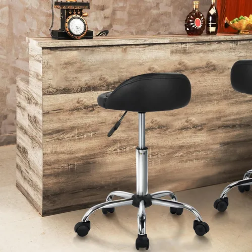 Vista 9 de Yaheetech - Silla de salón giratoria con ruedas ajustables en altura, con respaldo hidráulico ergonómico, para tatuajes, masajes faciales, manicura