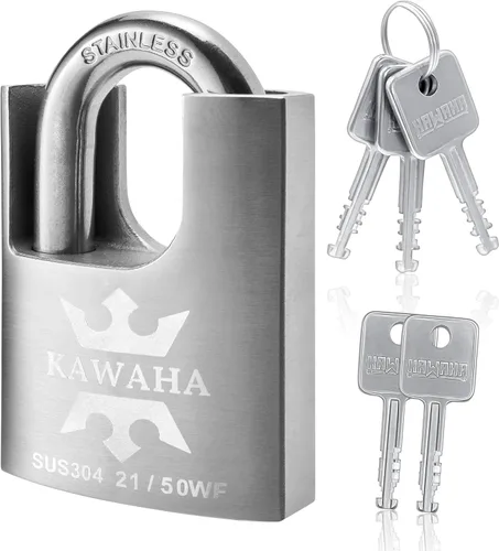 Vista 16 de 21/40-2PS Candado con Funda de Acero Inoxidable de Alta Seguridad con Llave de Acero Inoxidable para Uso en Interior y Exterior