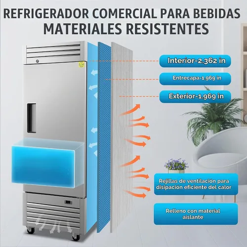 Vista 4 de EKS-E30R - Refrigerador vertical comercial de acero inoxidable de 17.7 pies cúbicos