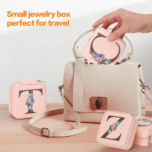 Vista 6 de LETURE Joyero de viaje pequeño joyero organizador de joyas con espejo, regalos únicos para mujeres, adolescentes, niñas, mamá, abuela, regalos