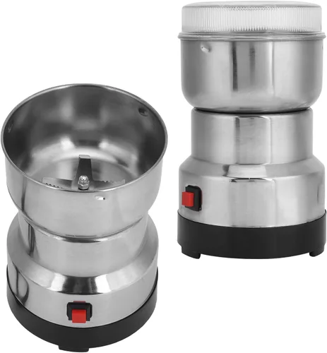 Vista 6 de Molinillo de café eléctrico, amoladora portátil de café y especias de acero inoxidable con tapa transparente, molinillo multifunción de grano
