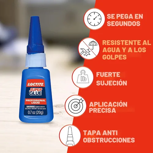 Vista 4 de Loctite Super Glue - Líquido profesional, transparente, botella de 0.7 onzas líquidas, paquete de 2 – Superpegamento para plástico, madera, metal