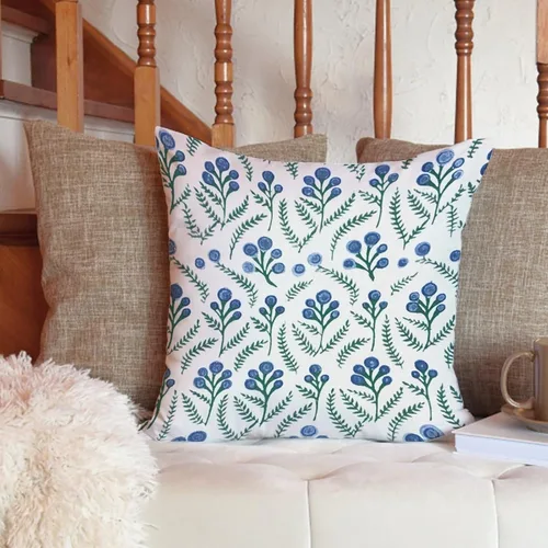 Vista 6 de ArogGeld Funda de cojín decorativa de flor de loto azul y verde pavo real, diseño botánico floral azul de loto azul, estilo asiático, chinoiserie