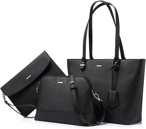Vista 14 de LOVEVOOK Bolsos de mano para mujeres, bolsos de hombro, bolso tote, bolso satchel, bolso hobo, conjunto de bolso de 3 piezas
